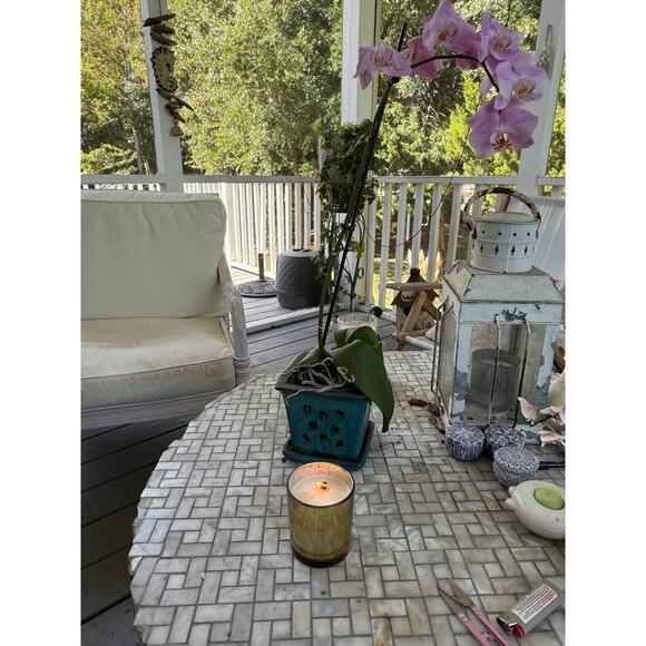 Candle in a Vintage crystal dish,  Vintage Decor - Picture 5 of 6